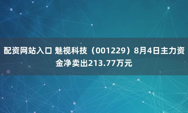 配资网站入口 魅视科技（001229）8月4日主力资金净卖出213.77万元